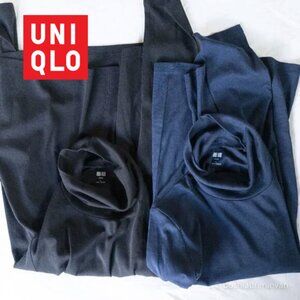 Uniqlo Women's Supima Cotton Modal Long-Sleeve Turtleneck – Bundle of 2 – Size L